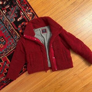 Cozy Red Abercrombie Teddy Jacket